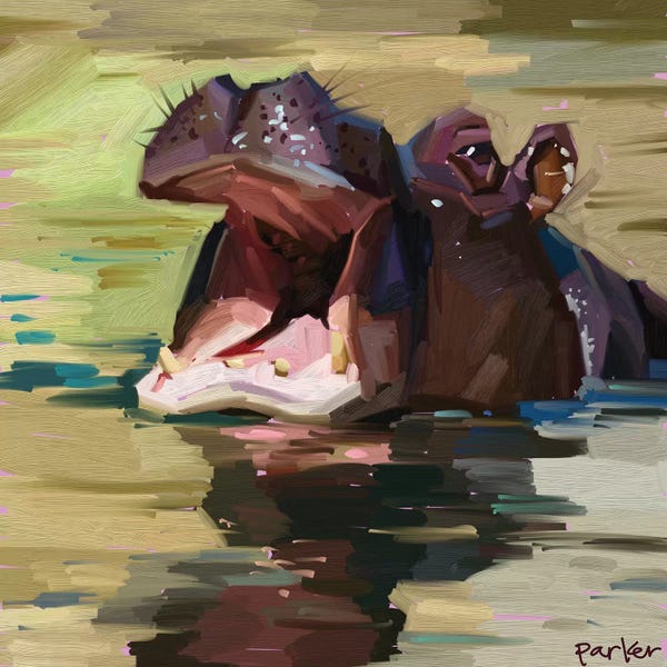 Hippopotamuses: Purple Hippo by Teddi Parker