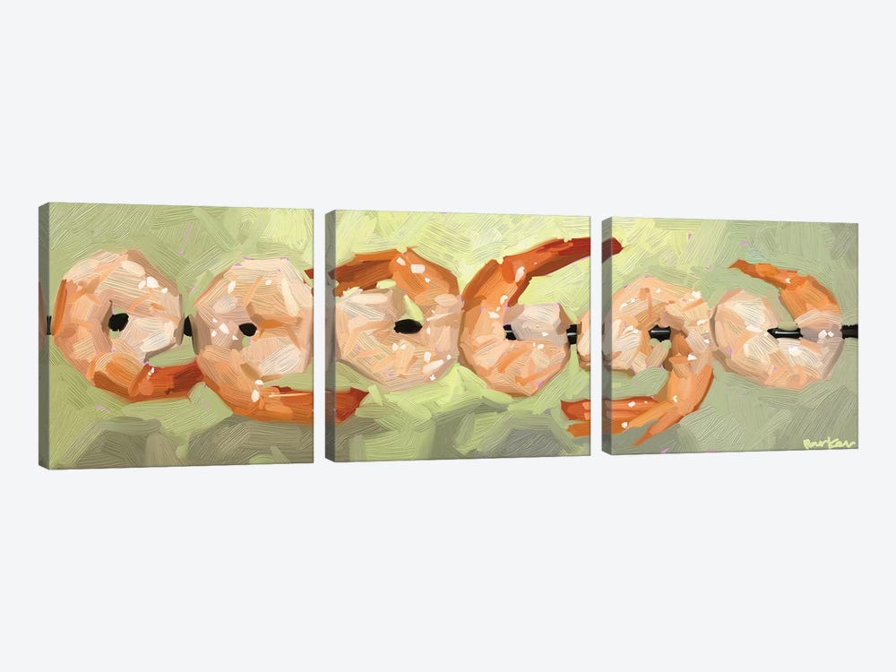 Dancing Shrimps by Teddi Parker 3-piece Canvas Wall Art