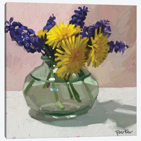 Dandelions And Hyacinth Canvas Print #TEP8} by Teddi Parker Canvas Art Print