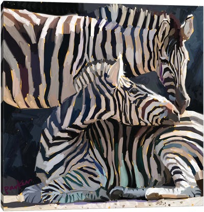 Rainbow Zebras II Canvas Art Print - Zebra Art