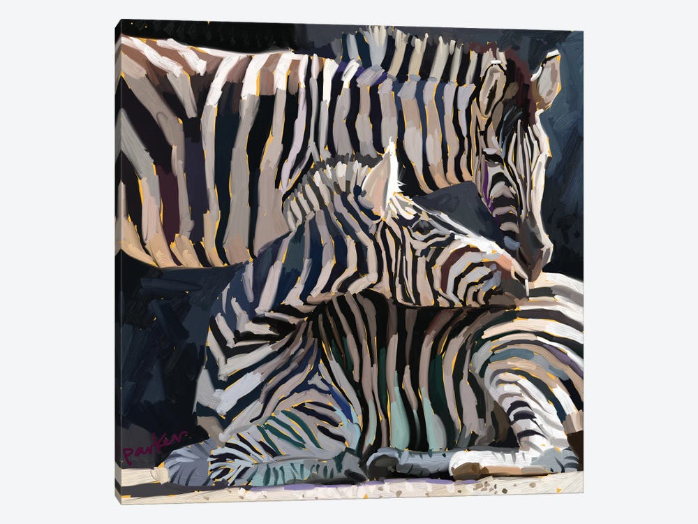Rainbow Zebras II by Teddi Parker 1-piece Canvas Print