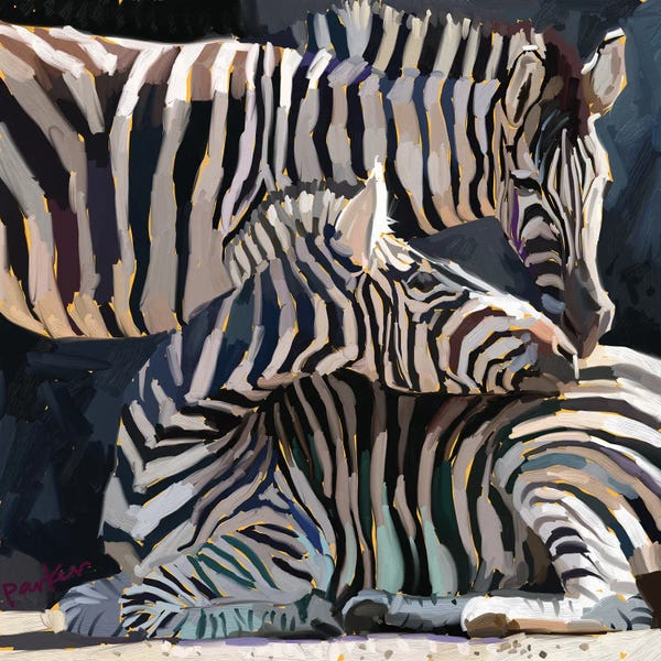 Zebras: Rainbow Zebras II by Teddi Parker