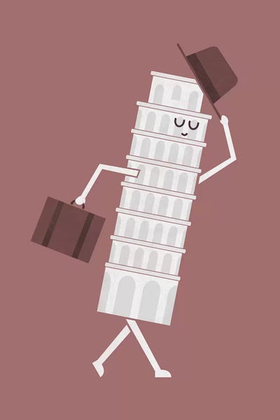 Leaving Tower Of Pisa by HandsOffMyDinosaur framed wall art