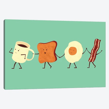 Let's All Go For Breakfast Canvas Print #TEZ30} by HandsOffMyDinosaur Canvas Artwork