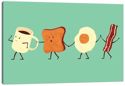 Let's All Go For Breakfast Canvas Art Print - Adorable Anthropomorphism