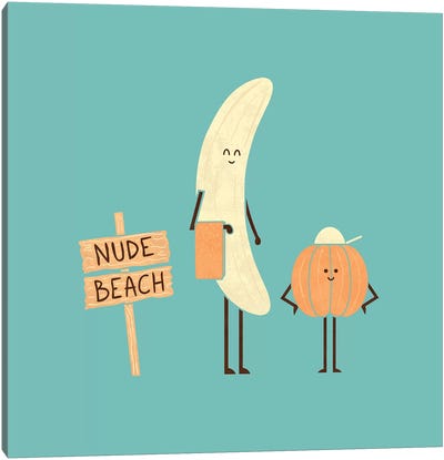Nude Beach Canvas Art Print - Orange Art