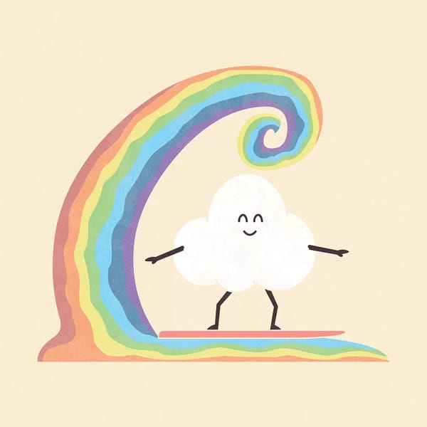 Kids Sports Art: Rainbow Surf by HandsOffMyDinosaur