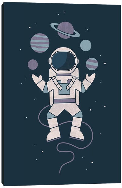 Space Juggler Canvas Art Print - HandsOffMyDinosaur