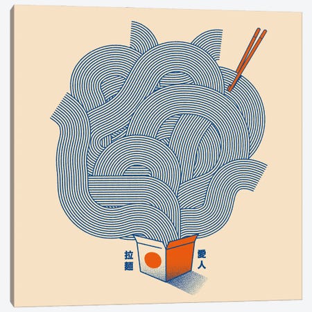 Noodles Minimalist Lines Japanese Food Canvas Print #TFA1000} by Tobias Fonseca Canvas Wall Art