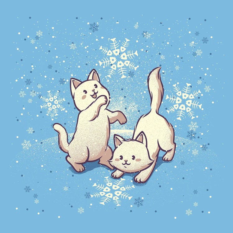 Cats Playing With Snowflakes