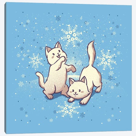 Cats Playing With Snowflakes Canvas Print #TFA1001} by Tobias Fonseca Canvas Art