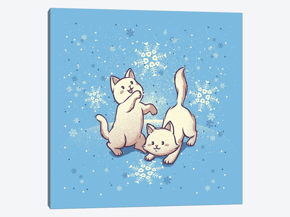 Cats Playing With Snowflakes by Tobias Fonseca 1-piece Art Print
