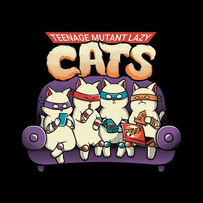 The Teenage Mutant Lazy Cats by Tobias Fonseca framed canvas print