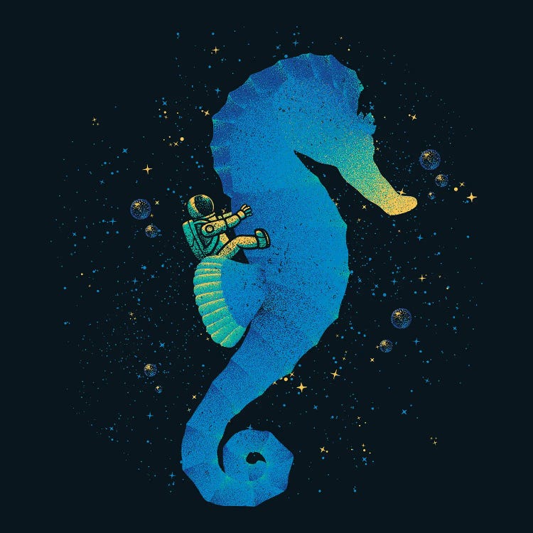 Riding A Sea Horse Astronaut