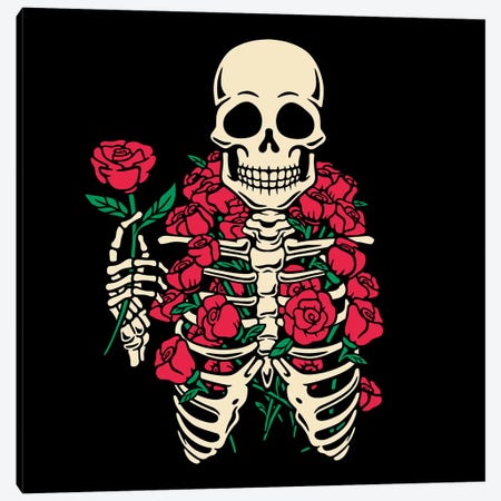 Romantic Rose Skeleton Canvas Print #TFA1010} by Tobias Fonseca Art Print