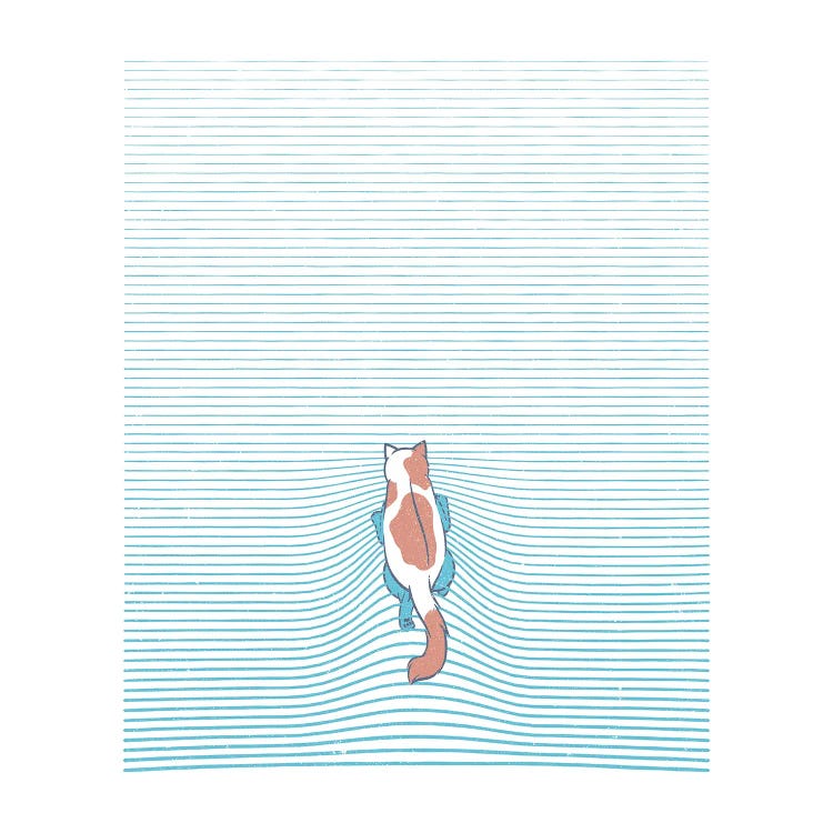 Swimming Cat Summer Blue Lines