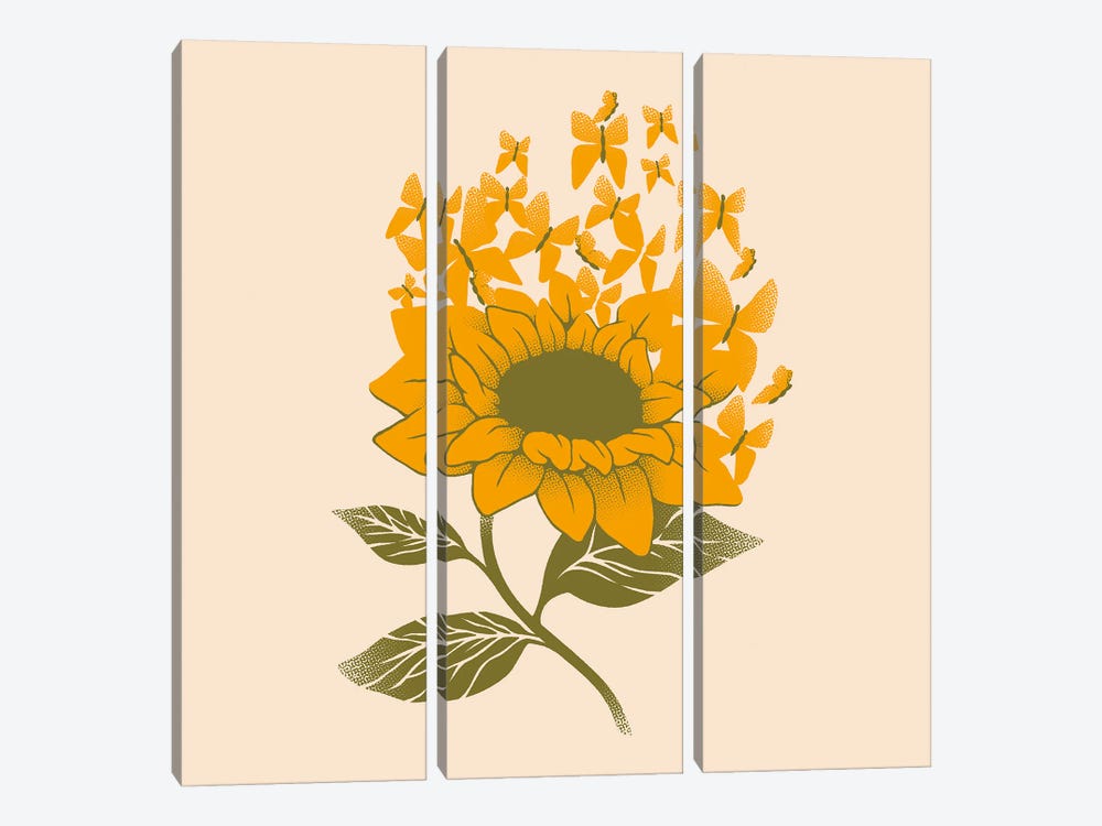 Sunflower Butterfly by Tobias Fonseca 3-piece Canvas Artwork