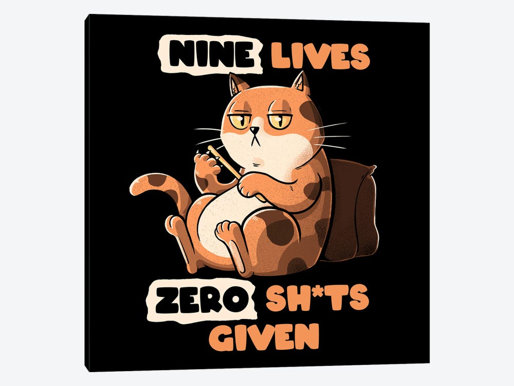 Nine Lives Zero Sh*ts Given Cat by Tobias Fonseca 1-piece Canvas Wall Art