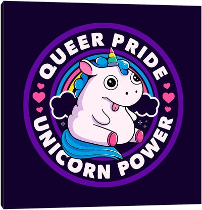 Queer Pride Unicorn Power Canvas Art Print - Rainbow Art
