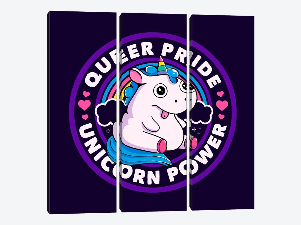 Queer Pride Unicorn Power by Tobias Fonseca 3-piece Canvas Art