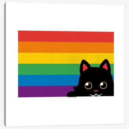 Peeking Cat Rainbow Pride Flag Canvas Print #TFA1052} by Tobias Fonseca Canvas Print