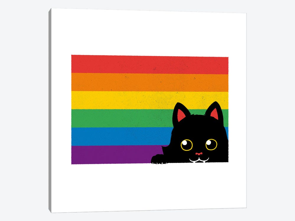 Peeking Cat Rainbow Pride Flag by Tobias Fonseca 1-piece Art Print