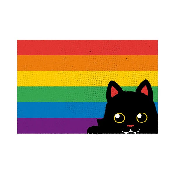 LGBTQ: Peeking Cat Rainbow Pride Flag by Tobias Fonseca