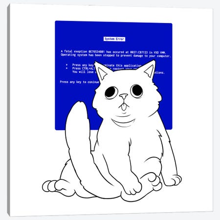 Blue Screen Cat Canvas Print #TFA1059} by Tobias Fonseca Canvas Print