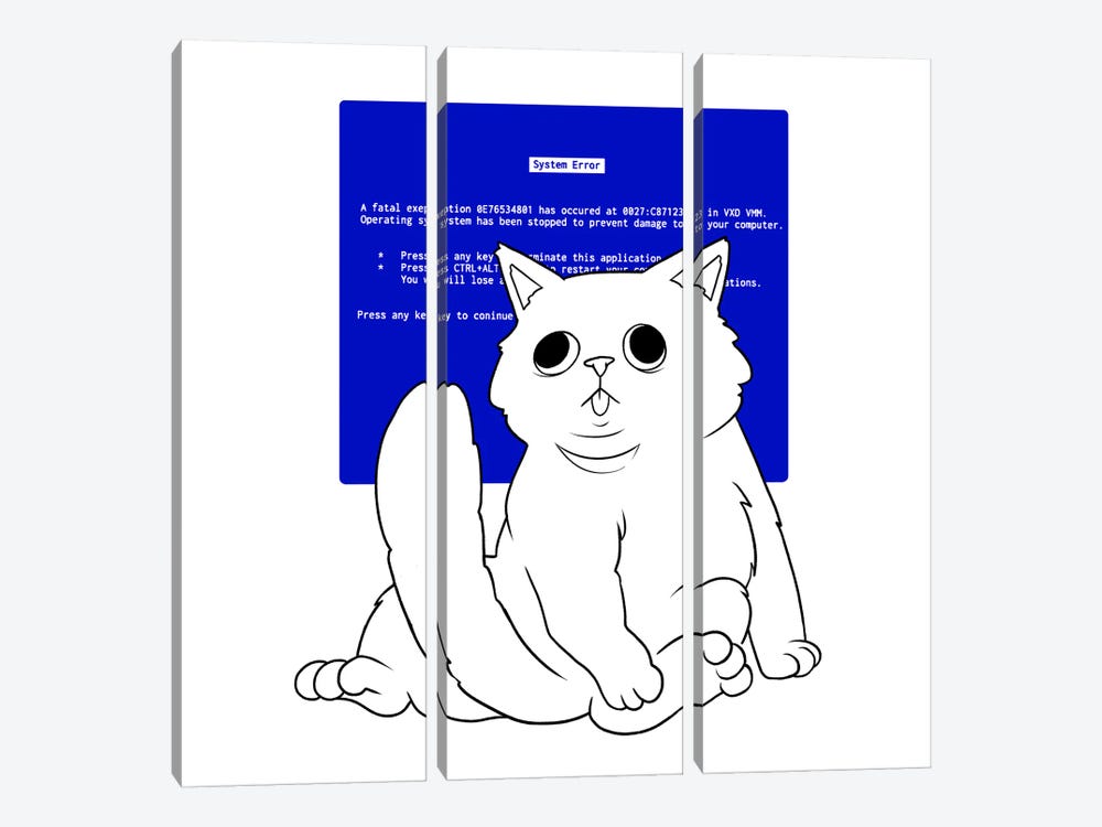 Blue Screen Cat by Tobias Fonseca 3-piece Canvas Artwork