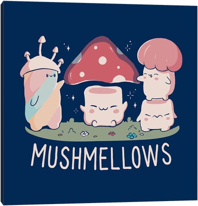 Mushmellows Kawaii Fungi Canvas Art Print - Mushroom Art