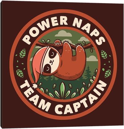 Power Naps Team Captain Canvas Art Print - Sloth Art