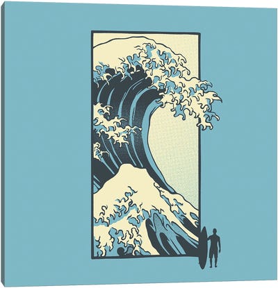 Kanagawa Surfer Canvas Art Print - The Great Wave Reimagined