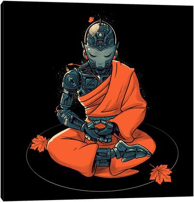 Meditation Robot Monk Canvas Art Print