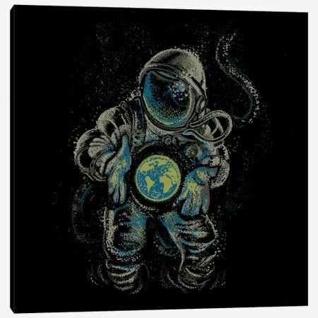 Astronaut Love Earth Canvas Print #TFA1133} by Tobias Fonseca Canvas Art