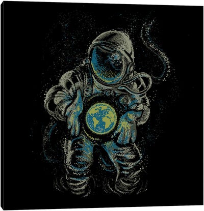 Astronaut Love Earth Canvas Art Print - Tobias Fonseca