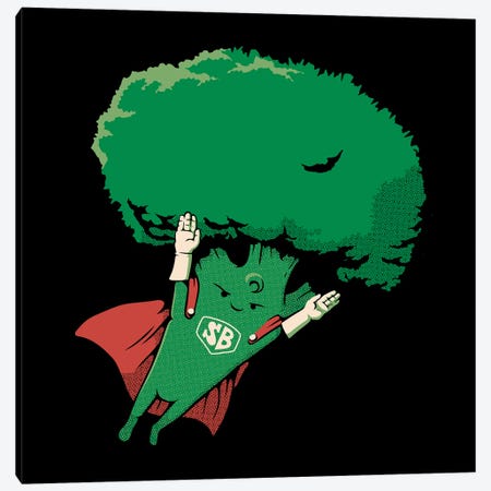 Super Broccoli Vegan Hero Canvas Print #TFA1134} by Tobias Fonseca Canvas Print
