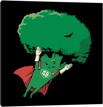 Super Broccoli Vegan Hero Canvas Art Print - Tobias Fonseca