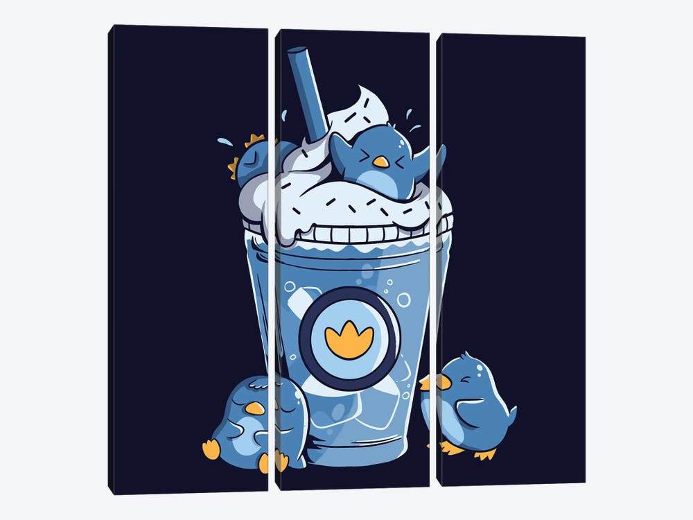 Penguin Iced Coffee by Tobias Fonseca 3-piece Canvas Print