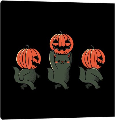 Halloween Pumpkin Cats Canvas Art Print - Tobias Fonseca