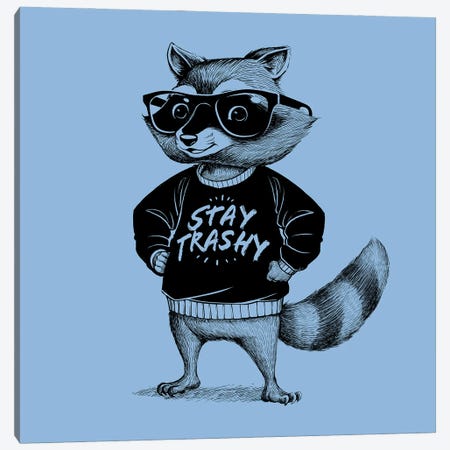 Stay Trashy Raccoon Canvas Print #TFA1160} by Tobias Fonseca Art Print