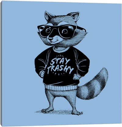 Stay Trashy Raccoon Canvas Art Print - Raccoon Art