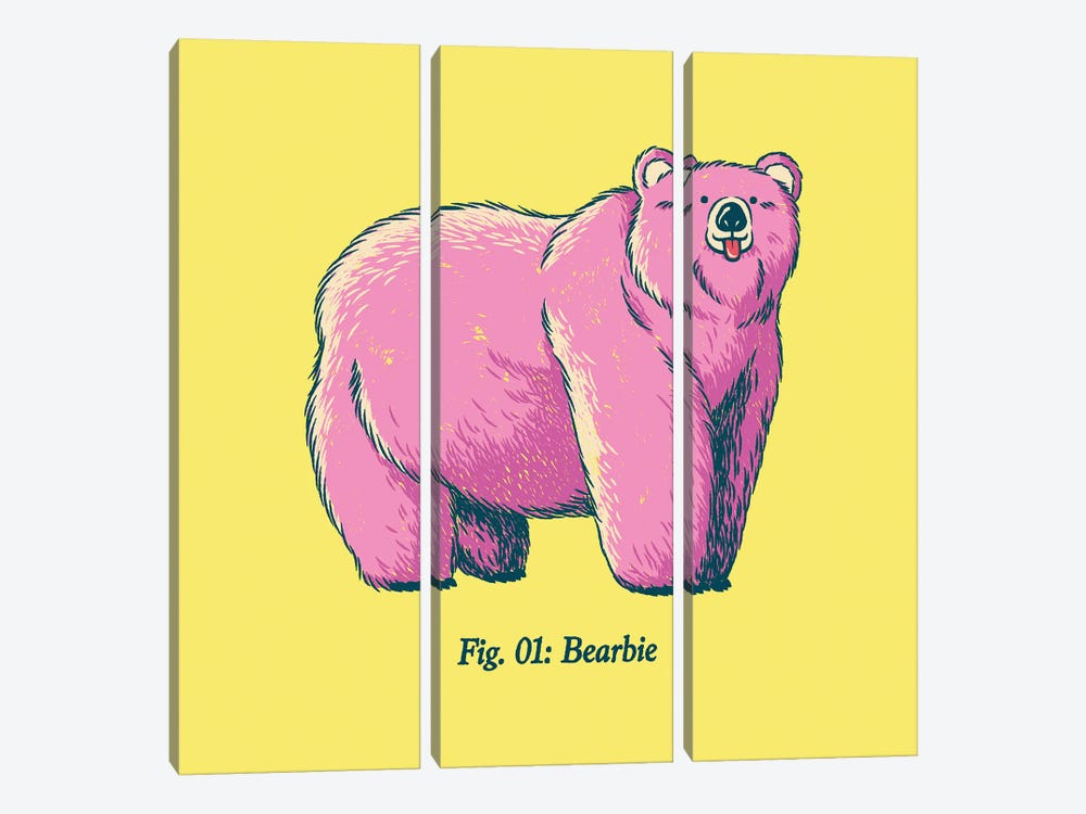 Bearbie Pink Bear by Tobias Fonseca 3-piece Canvas Art Print
