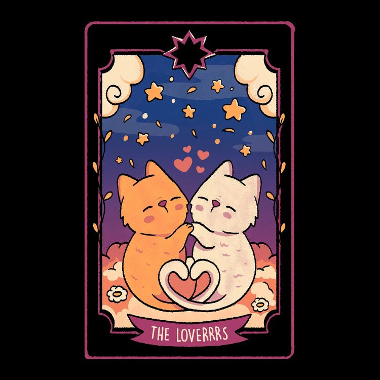 The Lovers Cat Valentines Tarot by Tobias Fonseca wall art