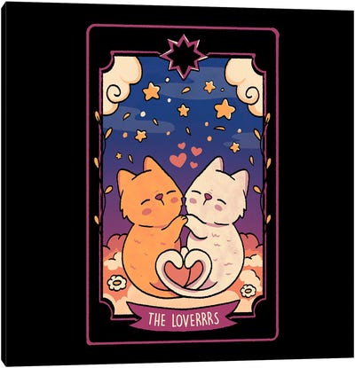 The Lovers Cat Valentines Tarot Canvas Art Print - Tobias Fonseca