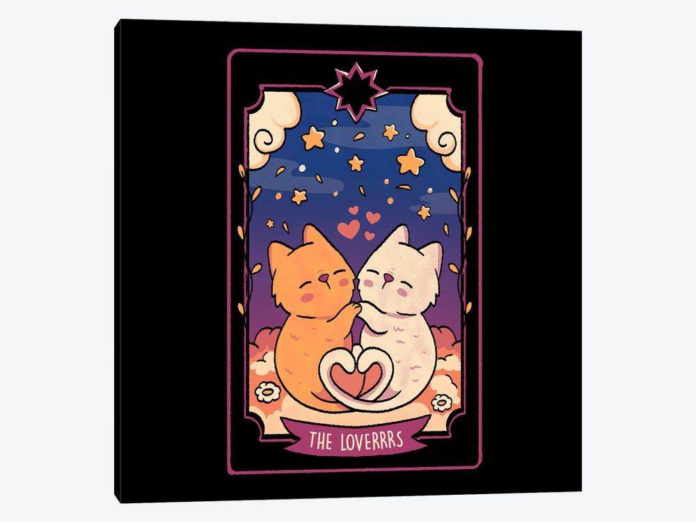 The Lovers Cat Valentines Tarot by Tobias Fonseca 1-piece Canvas Art Print