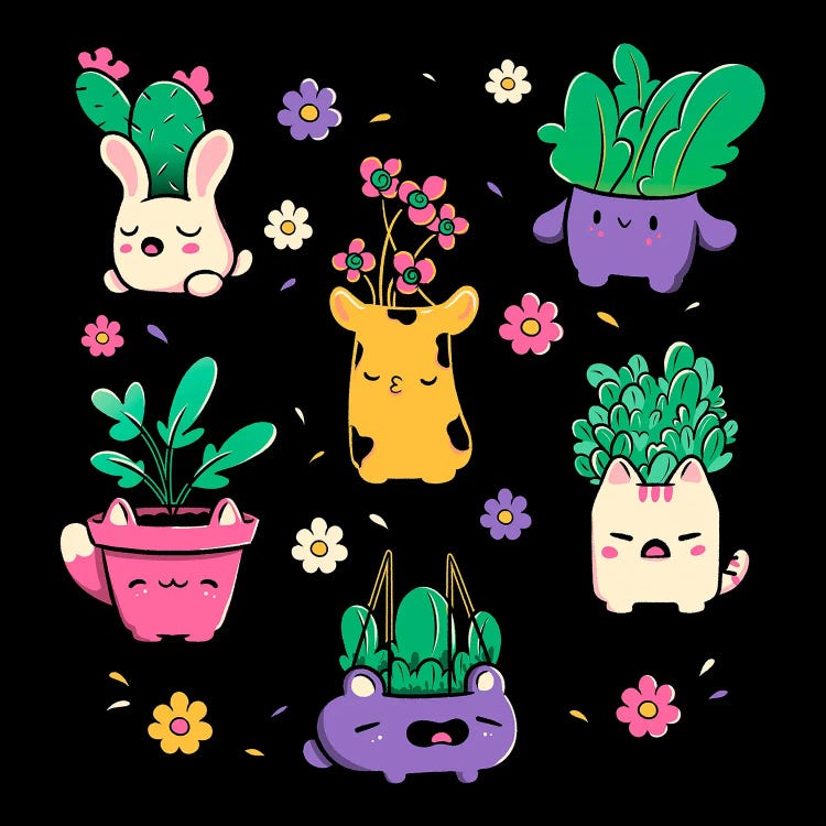 Happy Plants Kawaii by Tobias Fonseca wall art