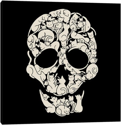 Cat Skeleton Skull Canvas Art Print - Tobias Fonseca