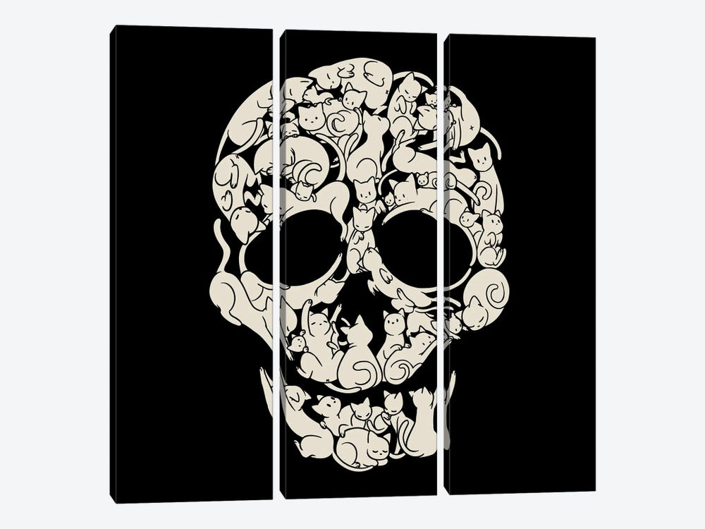 Cat Skeleton Skull by Tobias Fonseca 3-piece Canvas Wall Art