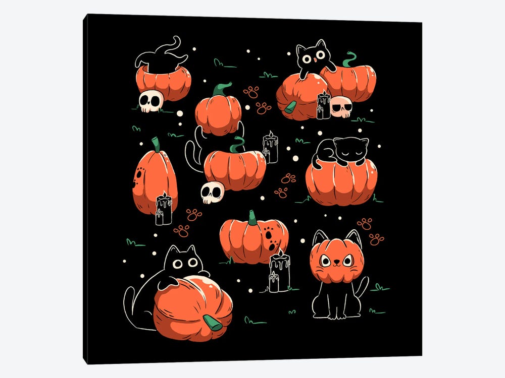 Pumpkin Halloween Cats by Tobias Fonseca 1-piece Canvas Print
