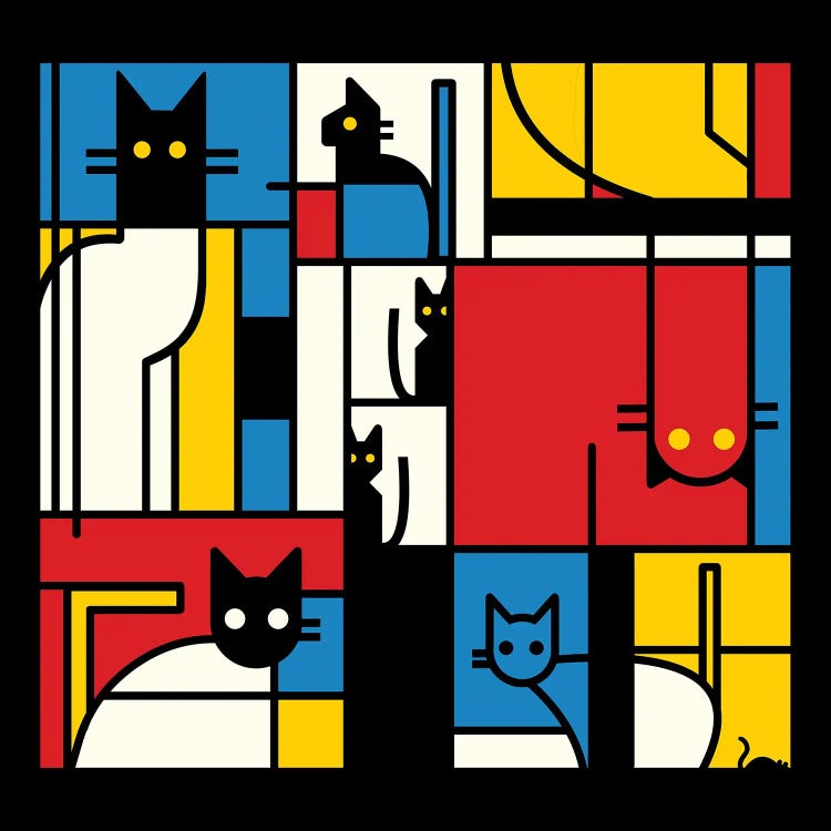 The Mondrian Cats by Tobias Fonseca wall art